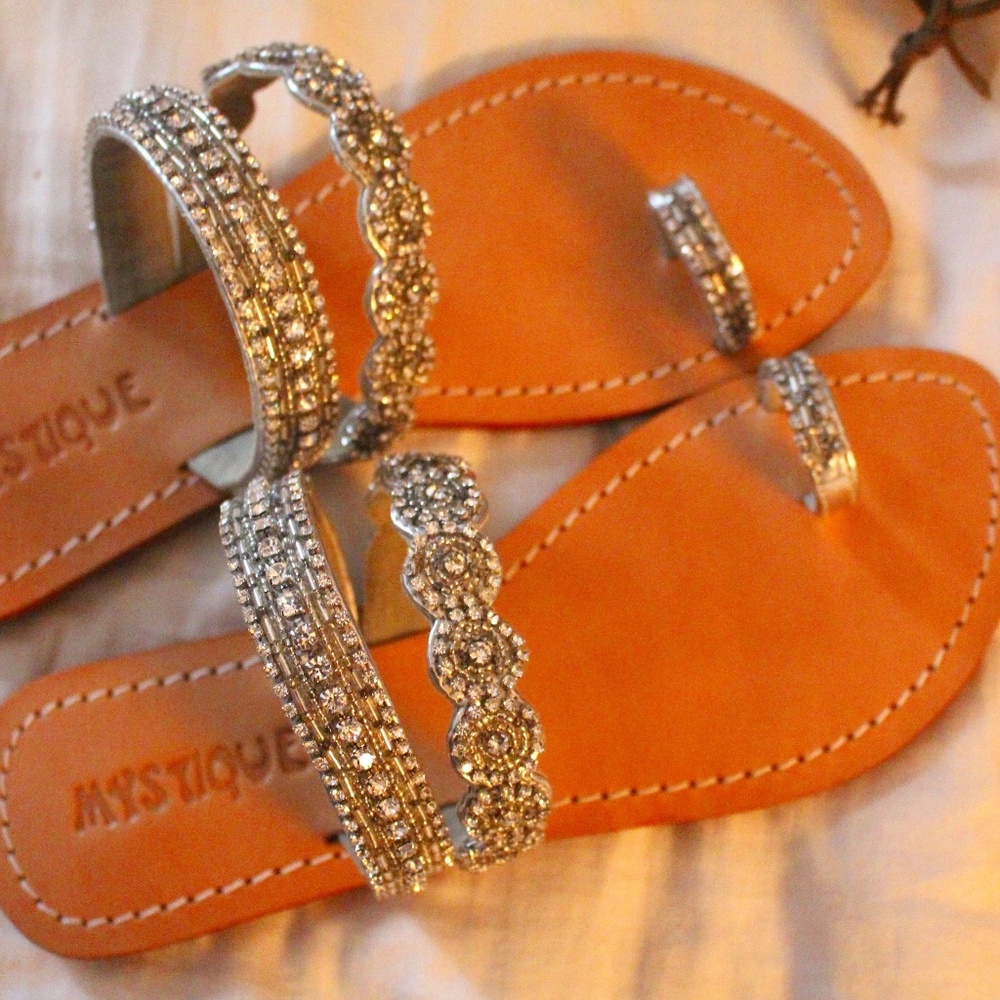 Mystique Handmade Jeweled Sandals Size 8